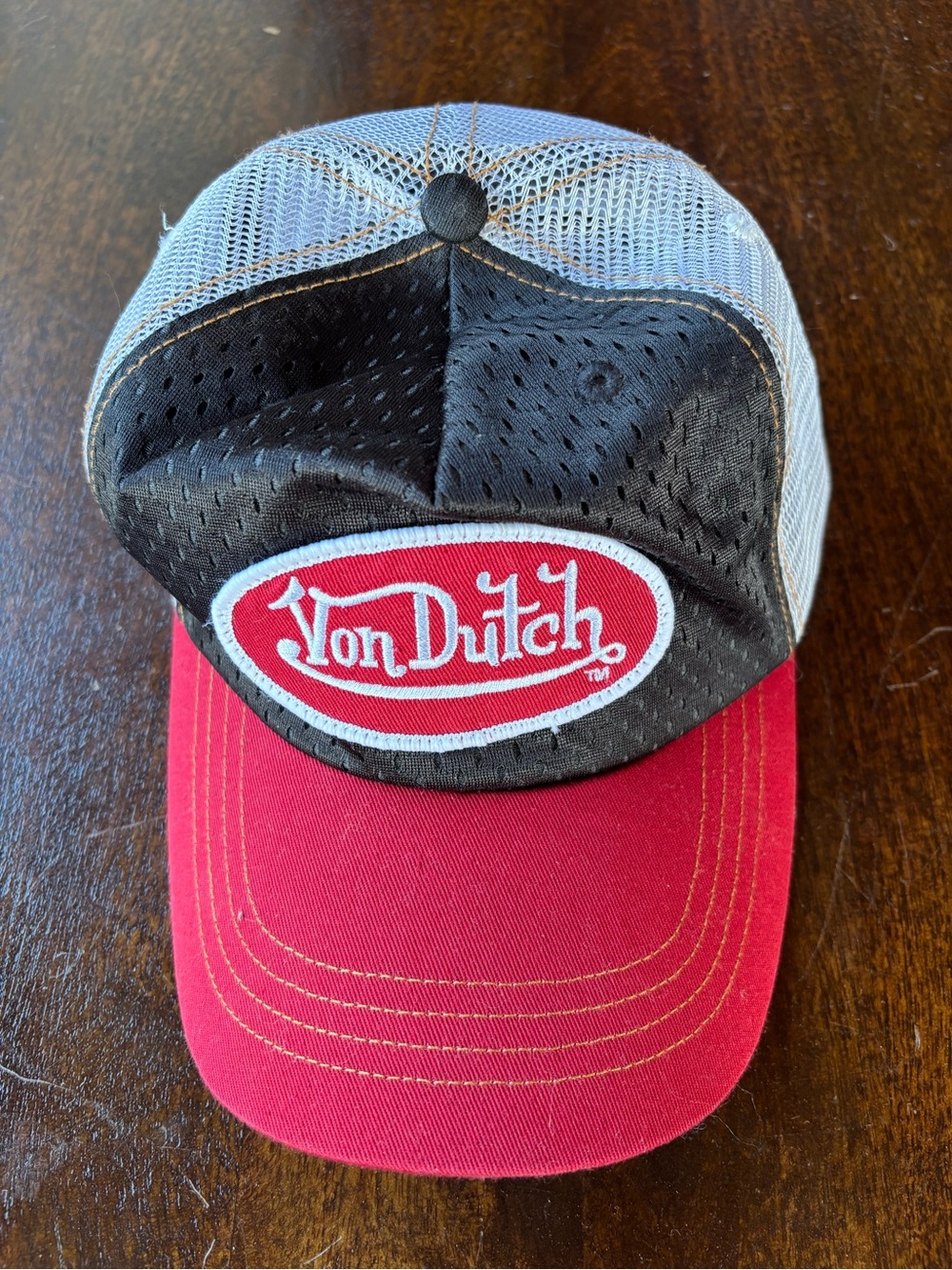 Von Dutch Red and Black Mesh Trucker Hat